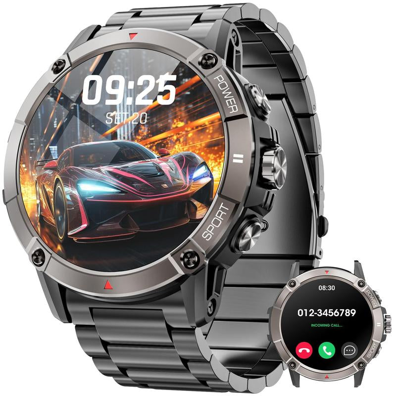 Smart Watch with Answer/Make Call, 1.52" HD Touch Screen Smart Watches for Men Fitness Watch, IP68 Waterproof Stainless Steel Smartwatch for Android Ios, GPS Smart Watch, Sport Smart Watch, Men Gifts