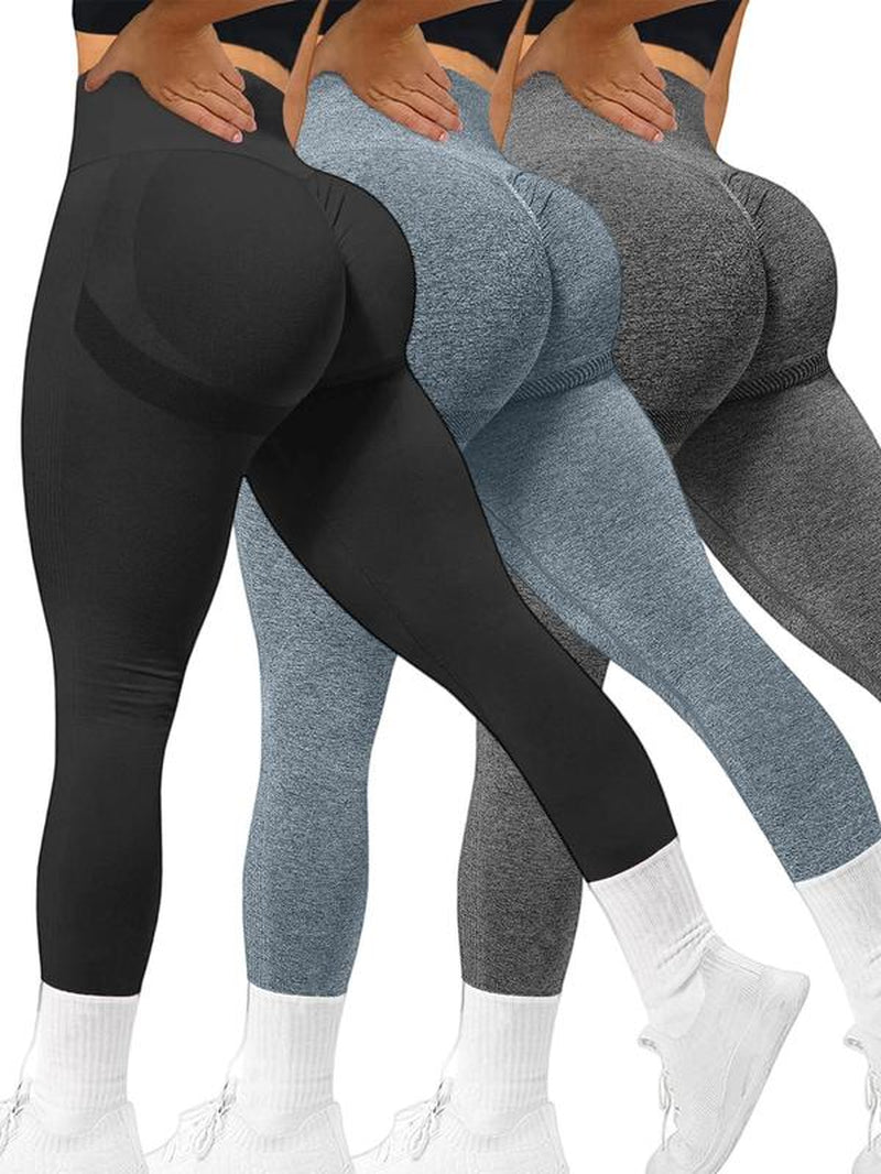 Women'S Solid High Waist Sports Leggings, Tummy Control Skinny Pants, Yoga Pants, Ladies' Sportswear Clothing for Indoor Outdoor Wear, Please Purchase a Size Up, Active Wear, Gym Clothing, Leggings Gym Sets