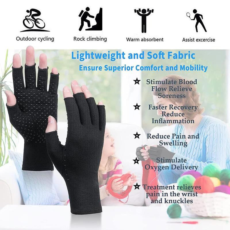 Arthritis Compression Gloves, 1 Pair Anti-Slip Glue Dot Fingerless Gloves for Work, Cycling Gloves, Sports & Outdoor Accessories for Women & Men, Fitness Accessories, Gym Accessories, Adjustable Strap Workout Equipment