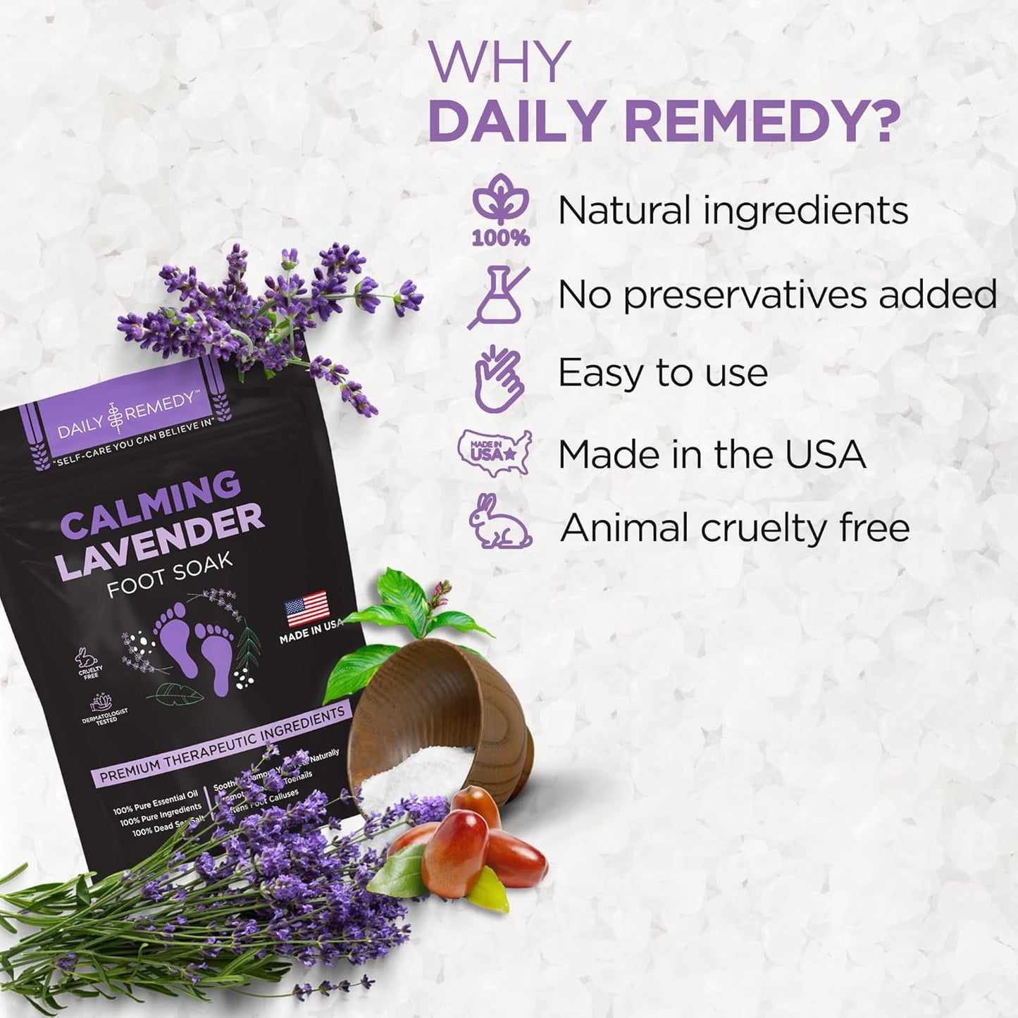 Calming Lavender Foot Soak with Epsom Salt - 2 PACK -Foot Soak Soothes Sore Tired Feet, Athletes Foot & Remove Foot Odor. Best Foot Spa Pedicure Set