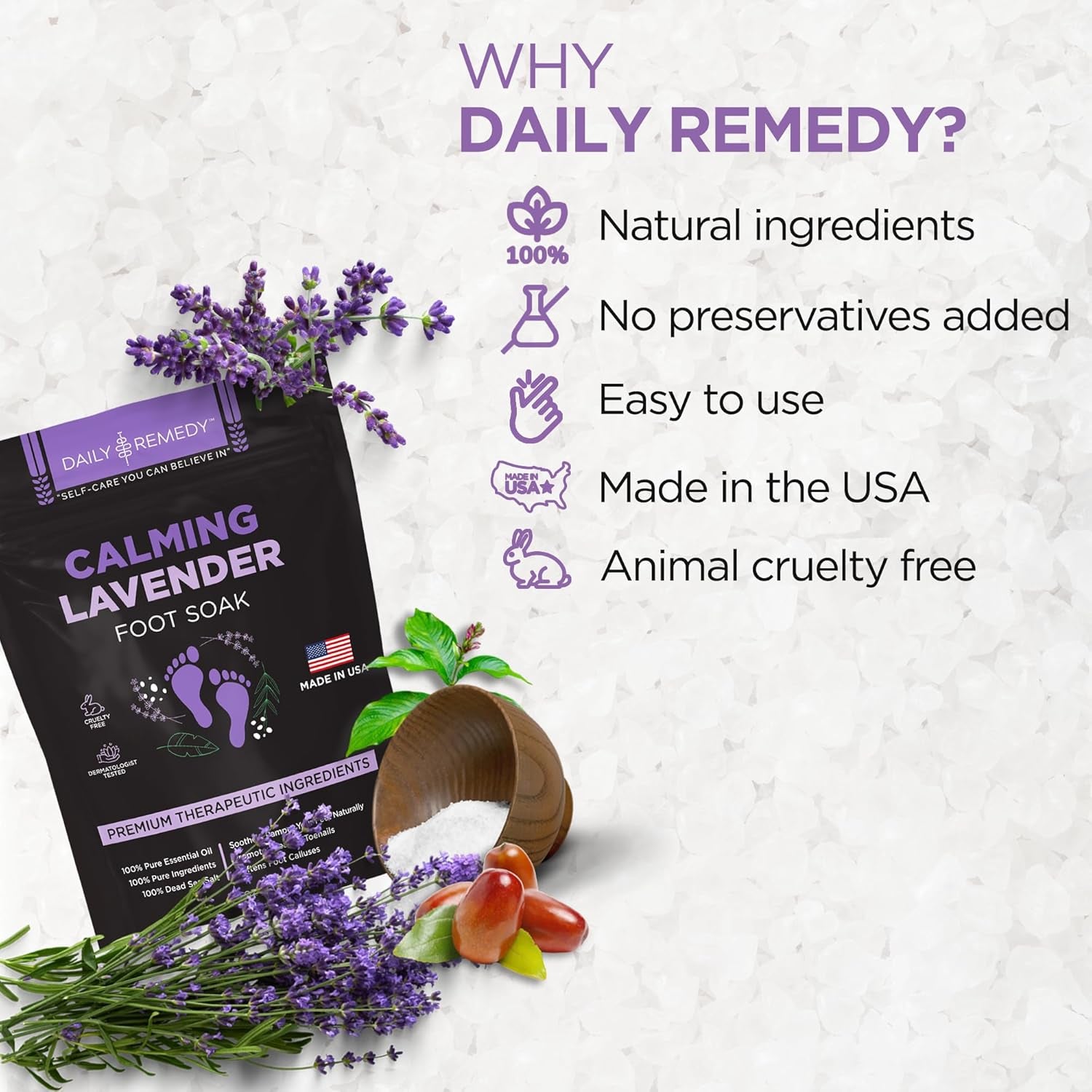 Calming Lavender Foot Soak with Epsom Salt - 2 PACK -Foot Soak Soothes Sore Tired Feet, Athletes Foot & Remove Foot Odor. Best Foot Spa Pedicure Set