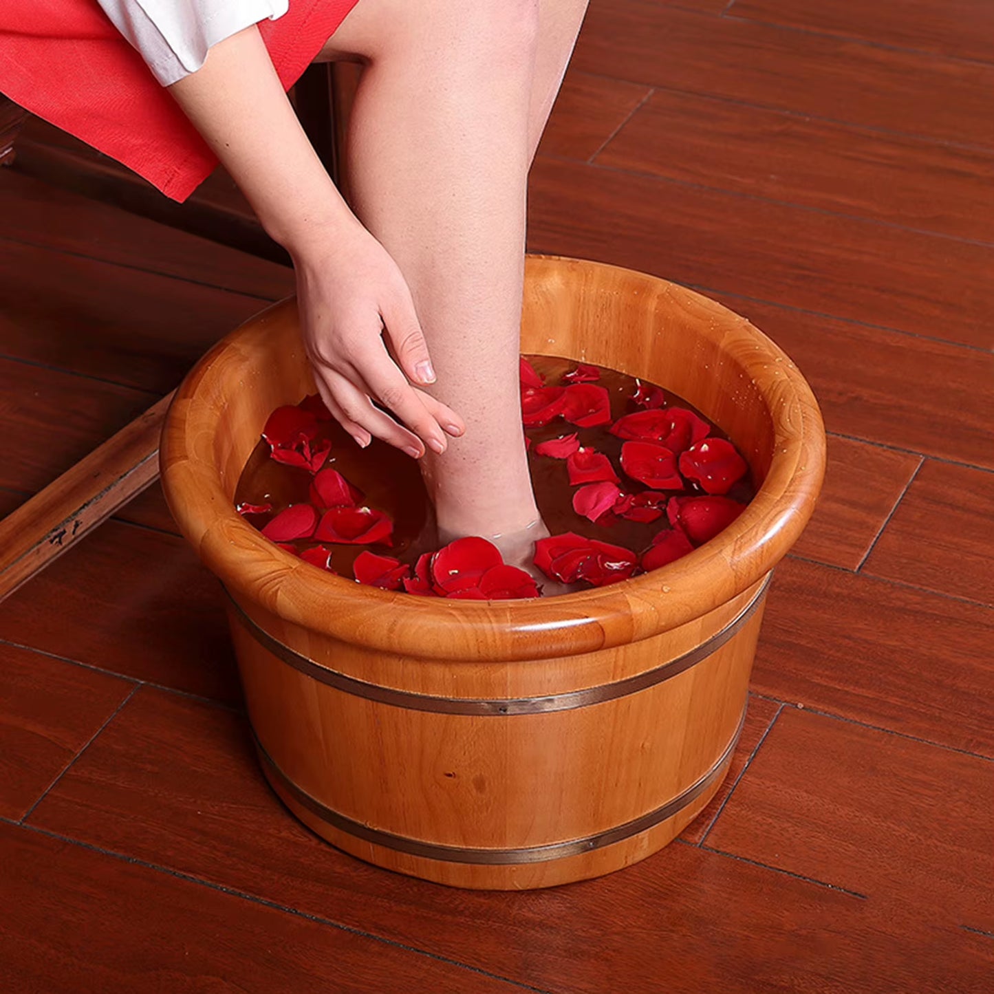Foot Bathtub Wooden Bucket Foot Bath Barrel Foot Soaking Basin Spa Tub Solid Wood Basin Foot Wash Basin for Household 5KG