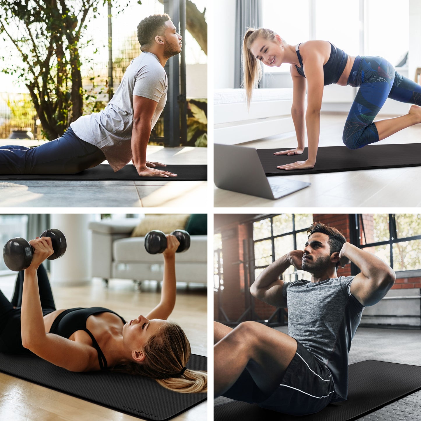 Multi-Purpose Fitness Mat 8Mm - Padded, Skid & Tear Resistant 24" X 72" Black