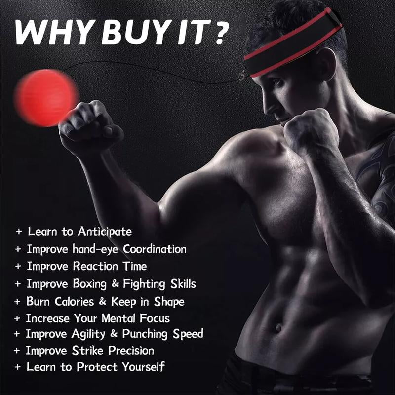 4 Difficulty Levels Boxing Reflex Ball W/Headband for Reaction Agility Punching