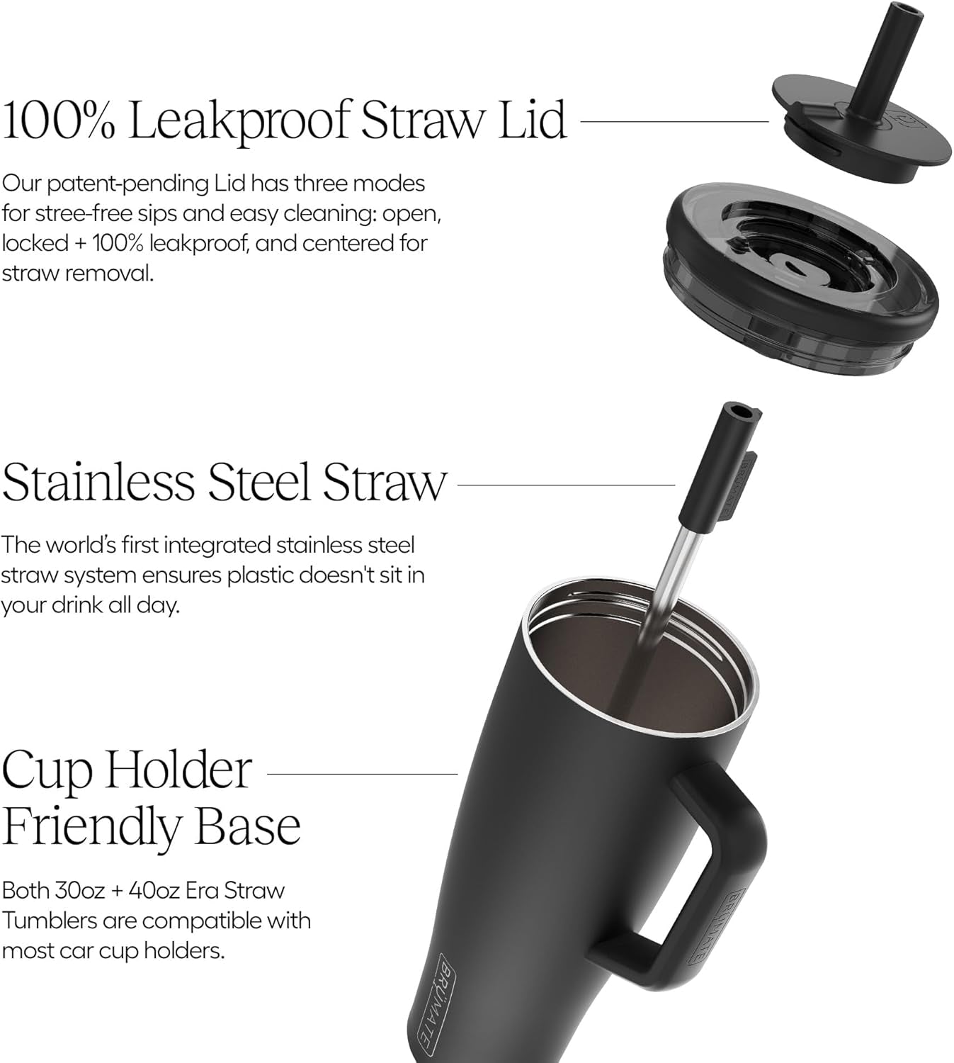 Era 40 Oz Tumbler with Handle and Straw | 100% Leakproof Insulated Tumbler with Lid and Straw | Made of Stainless Steel | Cup Holder Friendly Base | 40Oz (Dune)