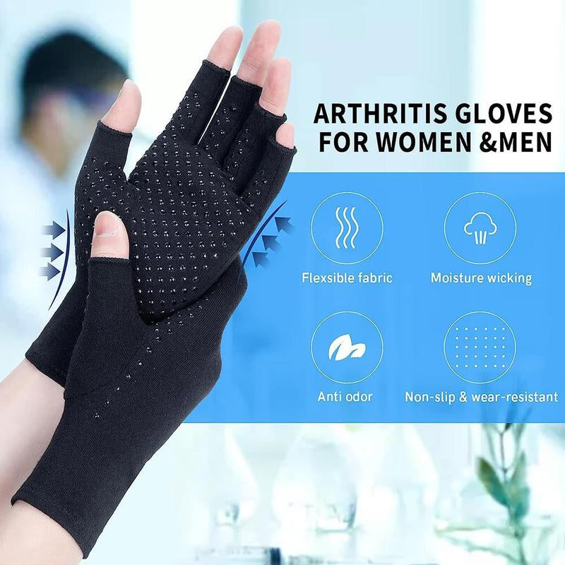 Arthritis Compression Gloves, 1 Pair Anti-Slip Glue Dot Fingerless Gloves for Work, Cycling Gloves, Sports & Outdoor Accessories for Women & Men, Fitness Accessories, Gym Accessories, Adjustable Strap Workout Equipment