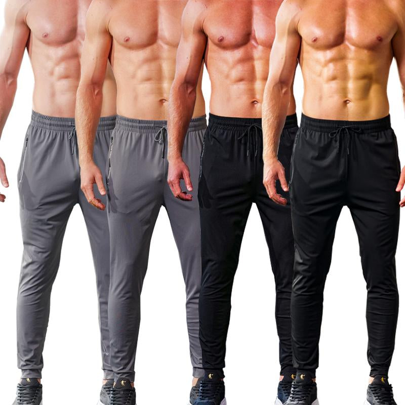 4-PACK Men'S Stretch Jogger Pants, Comfortable Athletic Pants with Pockets for Active Wear, Lightweight & Breathable