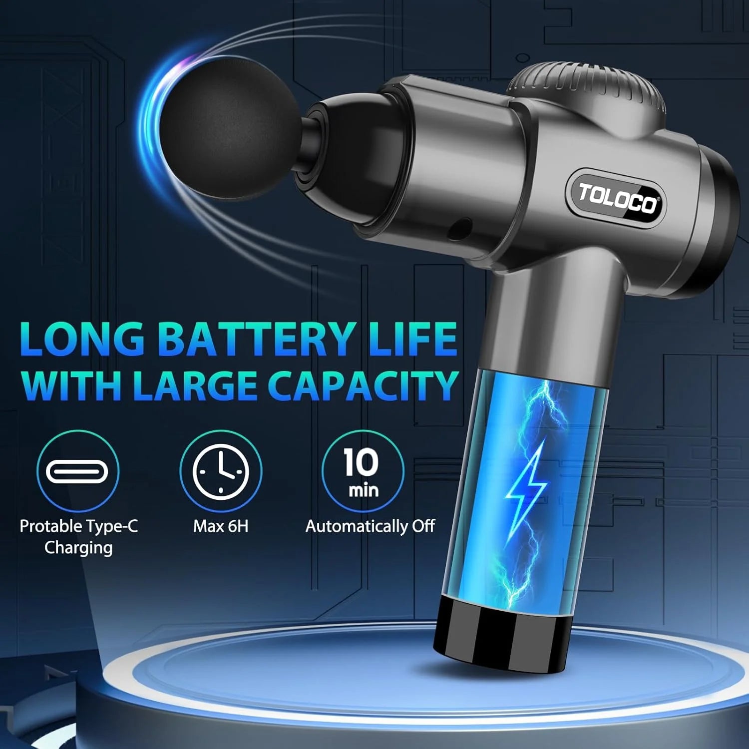 Massage Gun, Deep Tissue Back Massage for Athletes for Pain Relief, Percussion Massager with 10 Massages Heads & Silent Brushless Motor, Gray