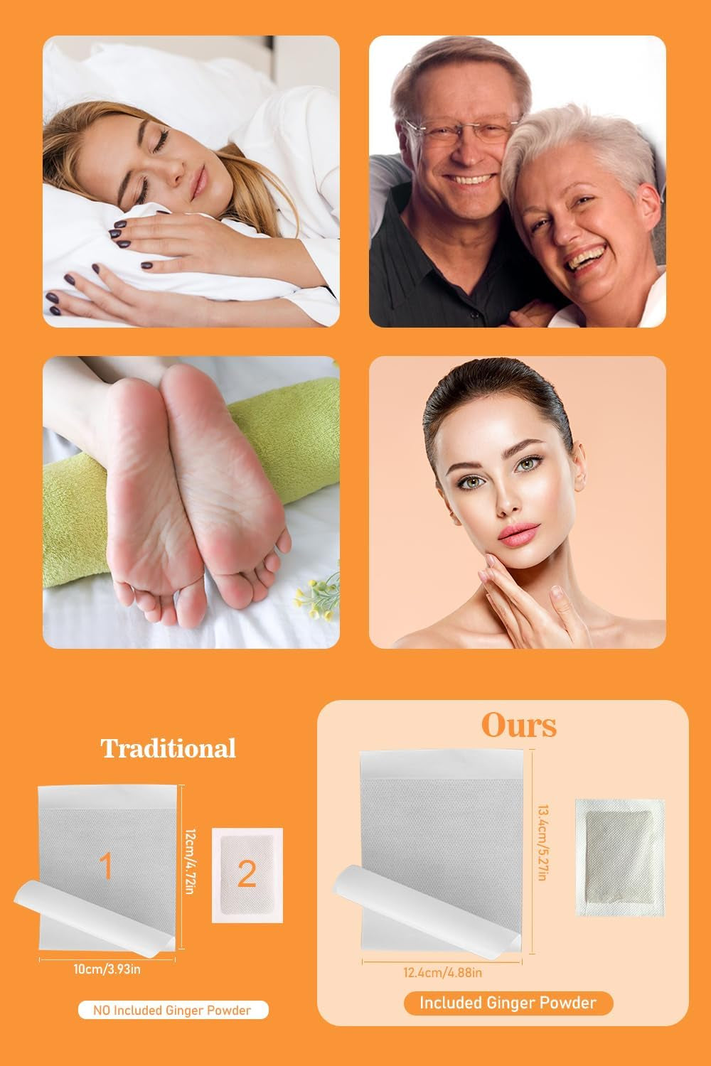 Foot Pads, Ginger Foot Pads, Natural Ginger Powder Bamboo Vinegar Foot Patches 20 Packs.