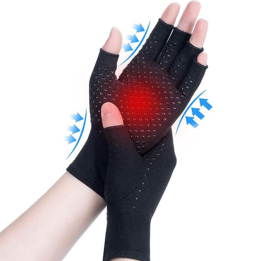 Arthritis Compression Gloves, 1 Pair Anti-Slip Glue Dot Fingerless Gloves for Work, Cycling Gloves, Sports & Outdoor Accessories for Women & Men, Fitness Accessories, Gym Accessories, Adjustable Strap Workout Equipment