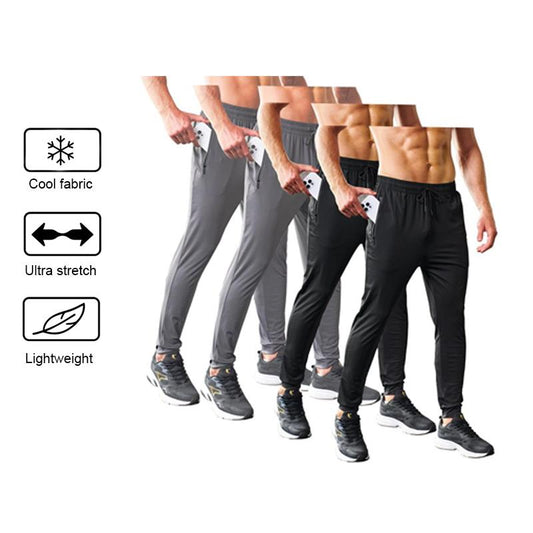 4-PACK Men'S Stretch Jogger Pants, Comfortable Athletic Pants with Pockets for Active Wear, Lightweight & Breathable