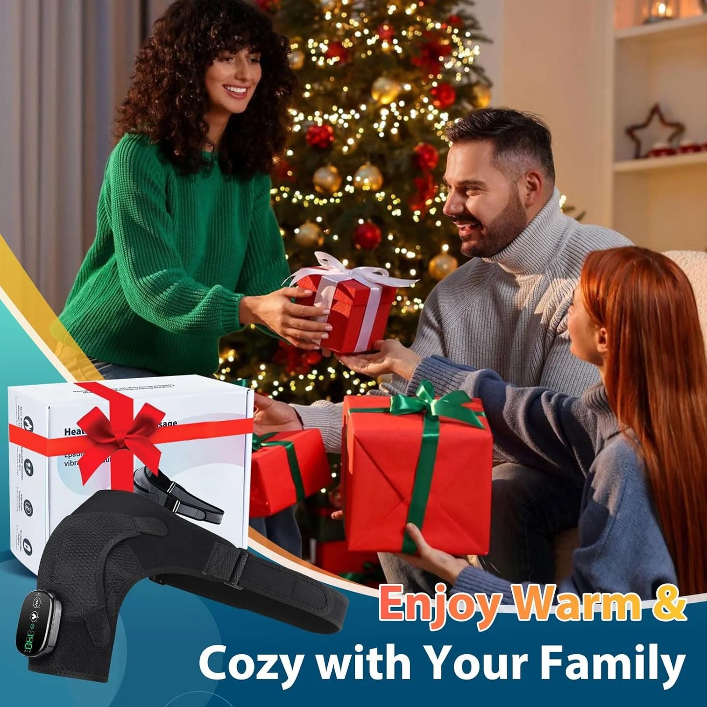 Cordless Shoulder Heating Pad, Heated Shoulder Brace with Vibration, Shoulder Massager for Men Women Shoulder Pain Relief