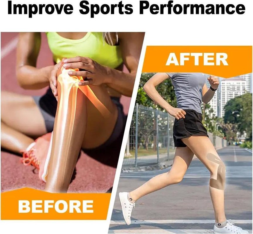 Precut Kinesiology Tape for Knees,15-30 Pcs -Elastic Knee Support & Stability, Pain Reliefwaterproof, Breathable, Hypoallergenic Athletictape