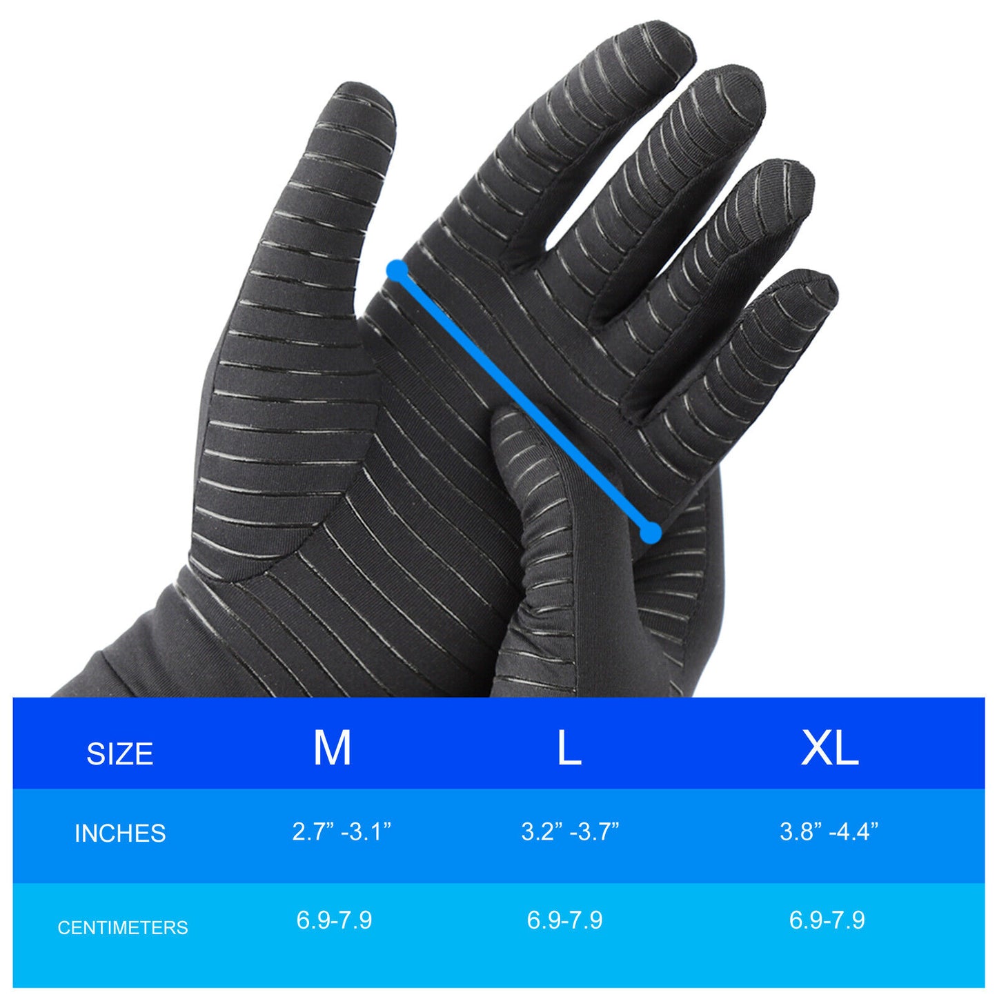Copper Arthritis Compression Gloves Hand Wrist Brace Support Joint Pain Relief