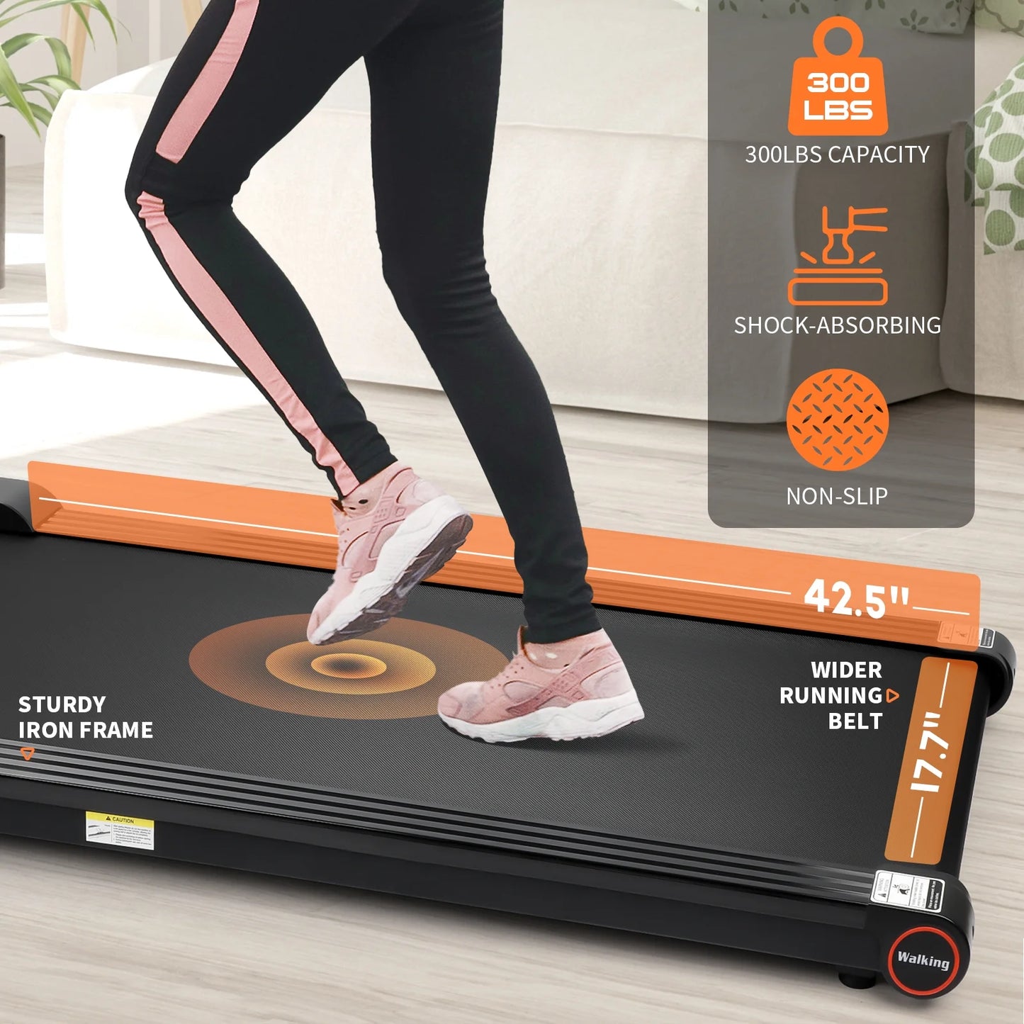 Electric Walking Desk Exercise Treadmill, Black and Red, 300 Lb