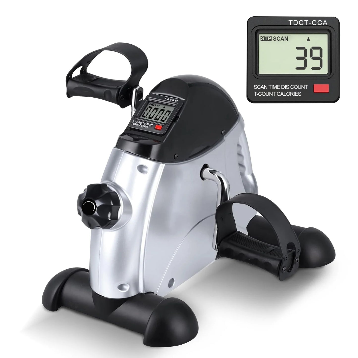 Under Desk Bike Pedal Exerciser, Mini Cycle Exercise Bike, Portable Leg Exerciser with Digital Display for Home