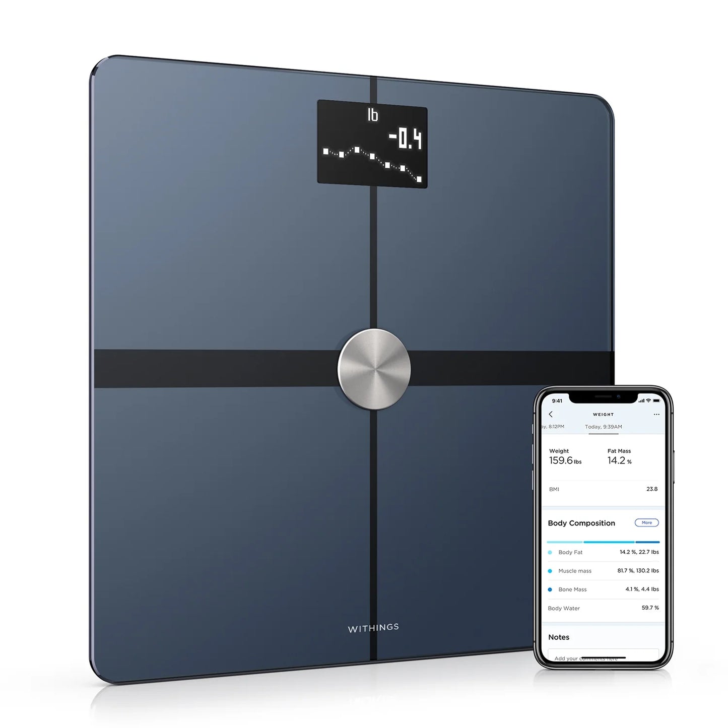 Body+ - Digital Wi-Fi Smart Bathroom Scale in Black, 398 Lb Capacity