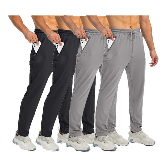 4-PACK Men'S Stretch Jogger Pants, Comfortable Athletic Pants with Pockets for Active Wear, Lightweight & Breathable