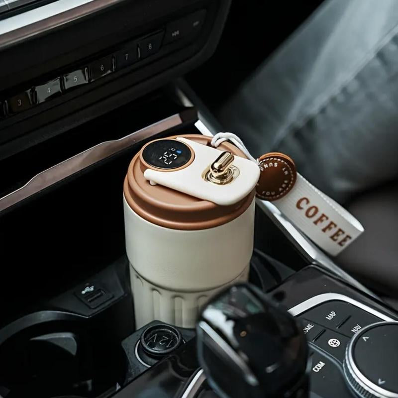 Temperature Display Insulated Mug, Portable Coffee Vacuum Insulated Bottle with Strap, Sports Water Bottle, Gym Accessories, Drinkware Cup, Valentine'S Day Gift