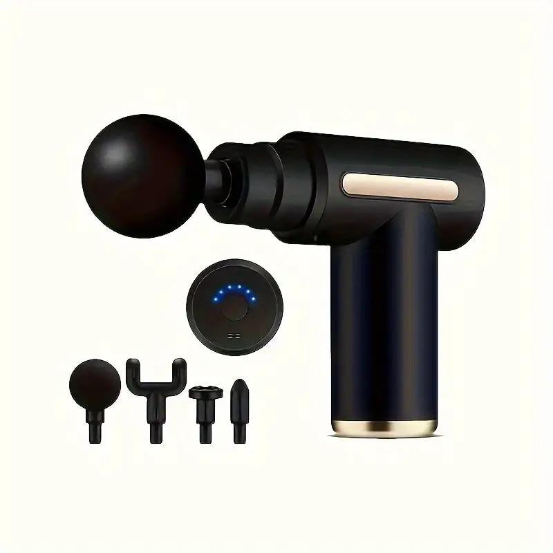 Mini Comfort Electric Fascia Massager Portable Handheld with 4 Replacement Heads for Home Gym Workout USB Electric Muscle Massager Durable Body Care