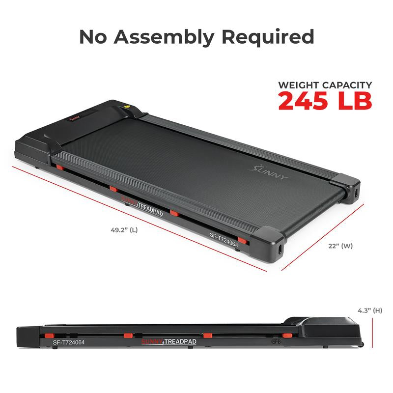 Treadpad 100 Smart Walking Treadmill, Wifi Treadmills – Compact, Foldable, Portable, under Desk & Incline Options (Manual & Auto), Brushless Motor, & Bluetooth Sunnyfit App, LED Display, Shock Absorption