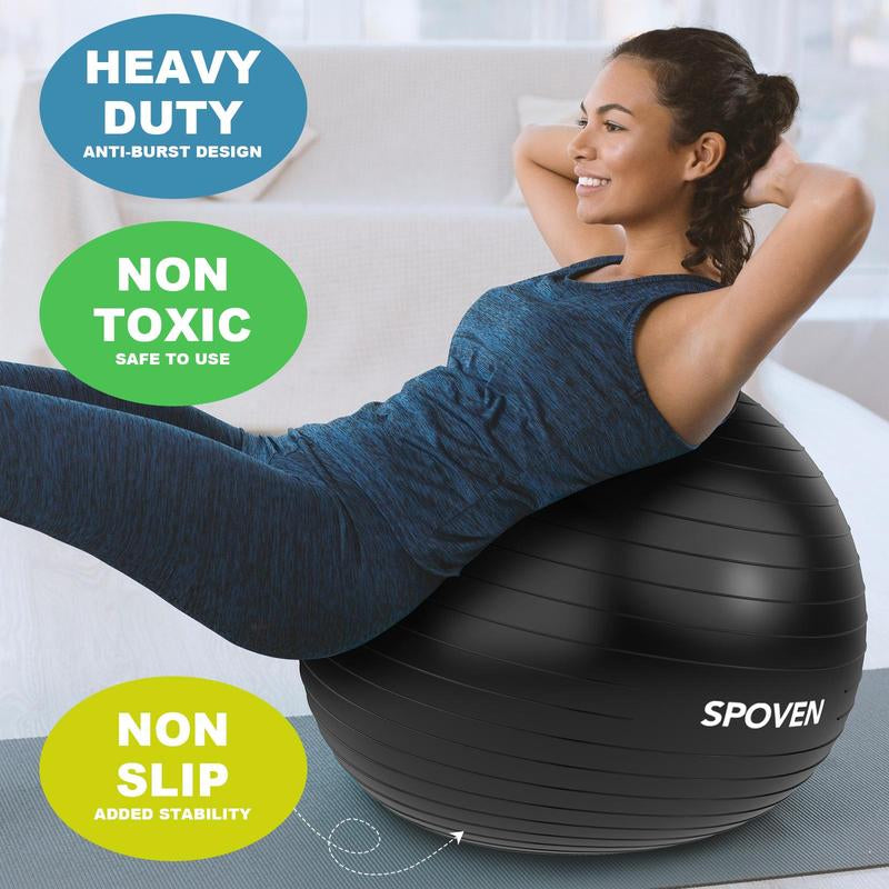 Yoga & Exercise Ball for Fitness, Balance, and Therapy - Available in 2 Sizes, Includes Quick Pump, Ideal for Pregnancy, Stability Training