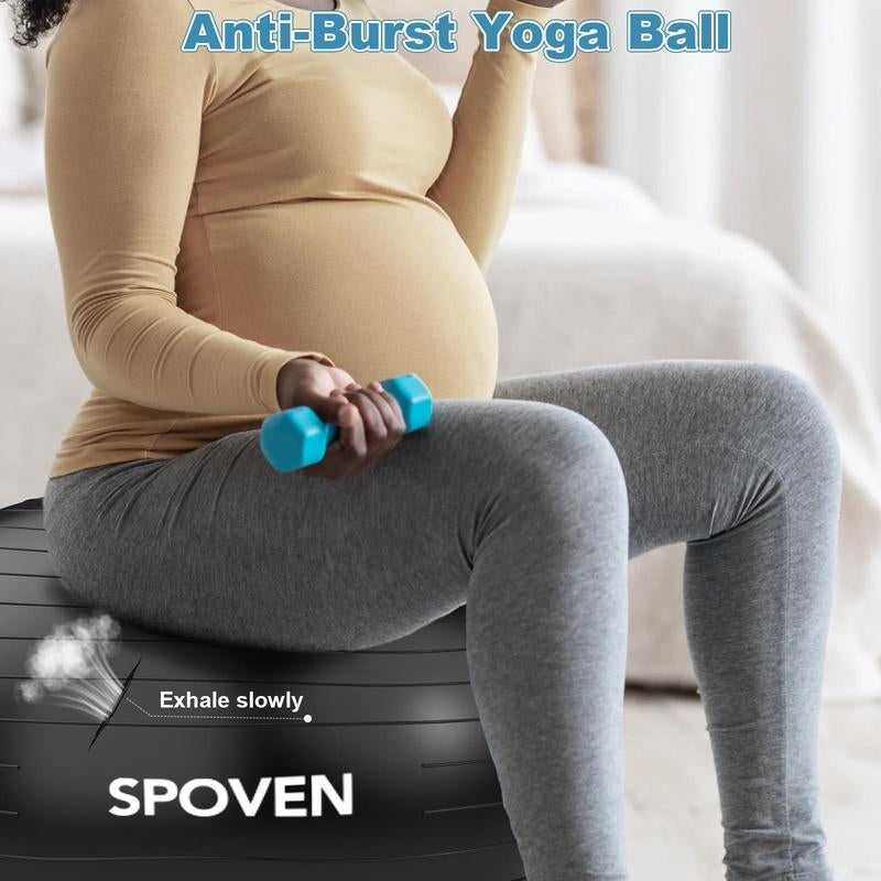 Yoga & Exercise Ball for Fitness, Balance, and Therapy - Available in 2 Sizes, Includes Quick Pump, Ideal for Pregnancy, Stability Training