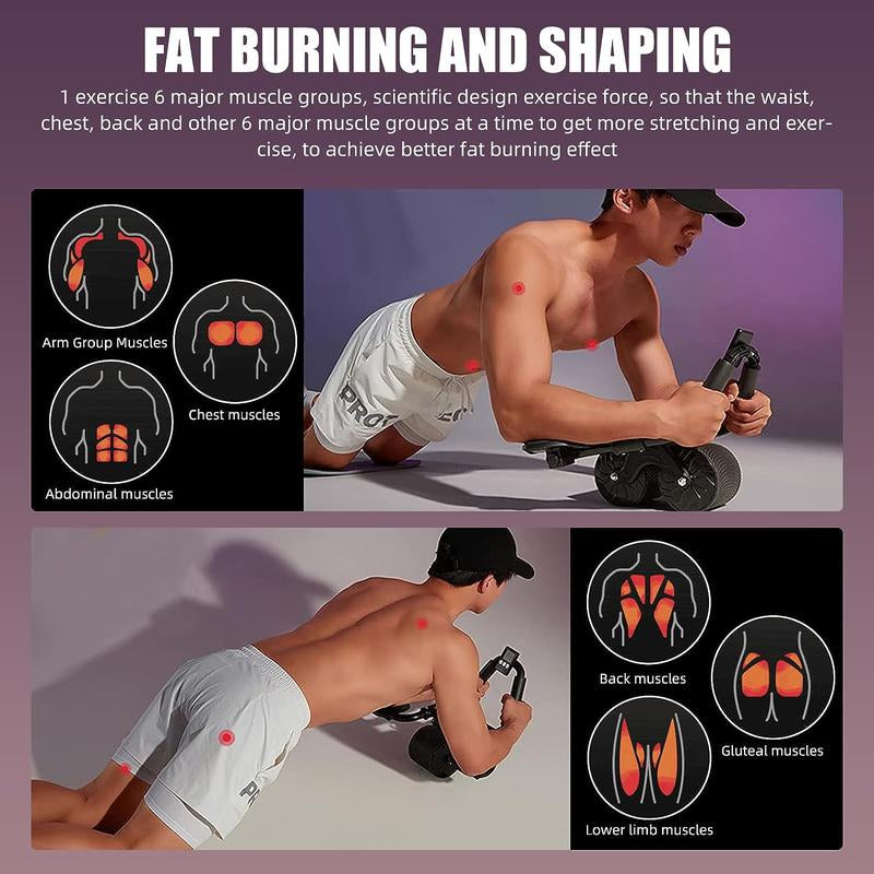 Tekdeals Elbow Support Automatic Rebound Abdominal Wheel, Ab Roller for Abdominal Exercise Machine, Abs Workout Equipment, Dolly Core Strengthening Trainer Fitness Belly Training
