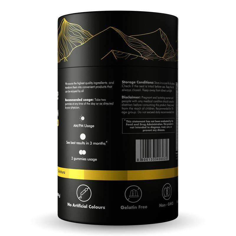 Be Bodywise by Root Labs Pure Himalayan Shilajit Gummies | 3000Mg with KSM-66 Ashwagandha, Gokshura, Fulvic Acid & 85+ Trace Minerals | No Added Sugar | Non-Gmo | for Men & Women | 60 Vegan Gummies | Natural Strength, Focus & Stamina Support