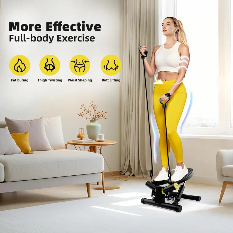 Ziwwvy Steppers for Exercises, Twisting Stepper for Butt Lifting with Resistance Bands and 330Lbs Weight for Home and Office Use with LCD Monitor and Dual Hydraulic Fitness System to Sharping Waist