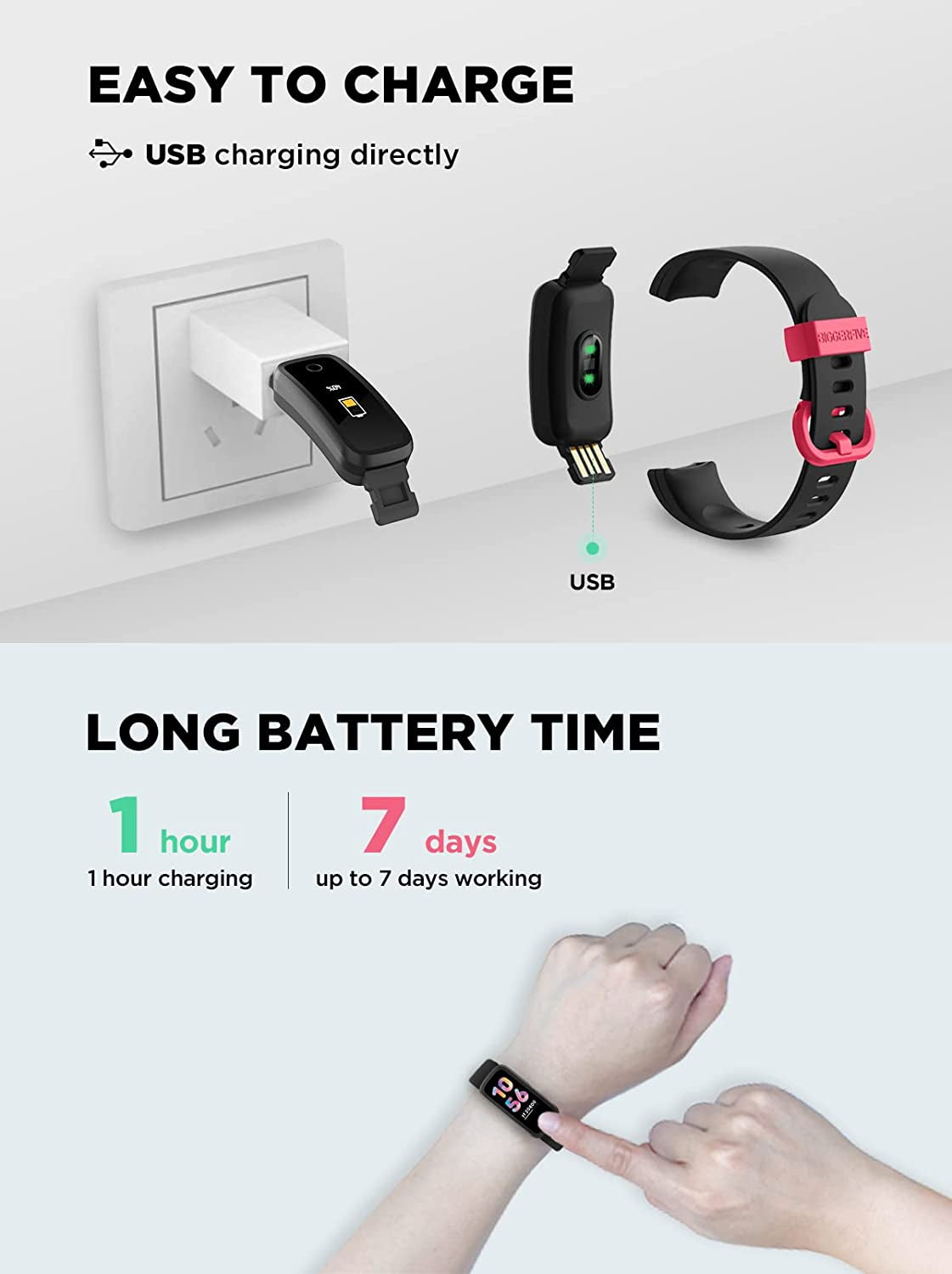 Vigor Kids Fitness Tracker for Girls & Boys Ages 5-15, Kids Watch with IP68 Waterproof, Pedometer, Activity Tracker with Heart Rate & Sleep Monitor, Calorie & Step Counter Watch