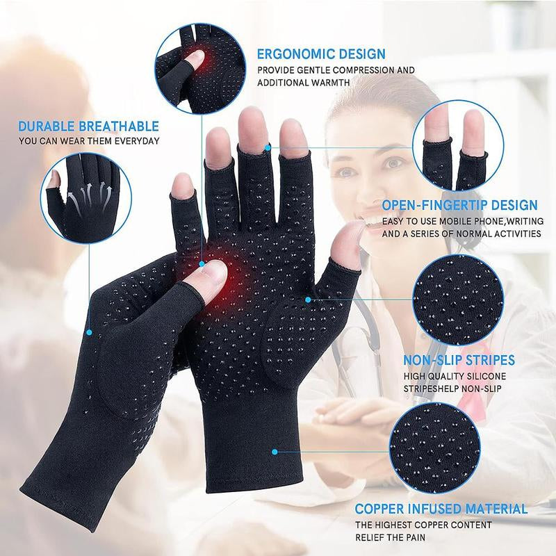 Arthritis Compression Gloves, 1 Pair Anti-Slip Glue Dot Fingerless Gloves for Work, Cycling Gloves, Sports & Outdoor Accessories for Women & Men, Fitness Accessories, Gym Accessories, Adjustable Strap Workout Equipment