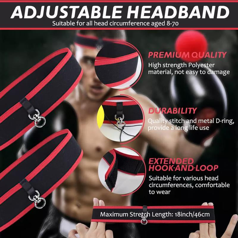 4 Difficulty Levels Boxing Reflex Ball W/Headband for Reaction Agility Punching