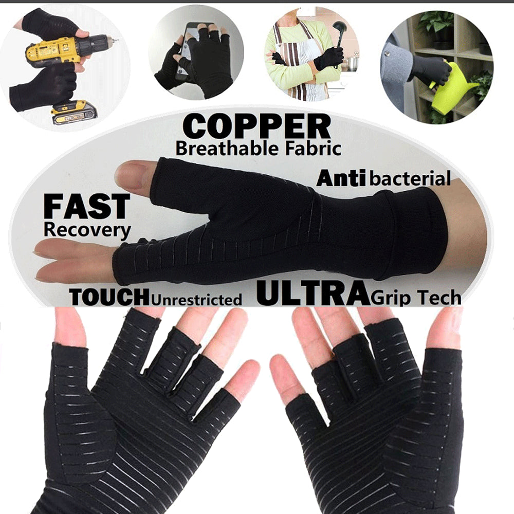 Copper Arthritis Compression Gloves Hand Wrist Brace Support Joint Pain Relief