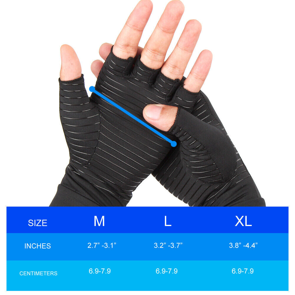 Copper Arthritis Compression Gloves Hand Wrist Brace Support Joint Pain Relief