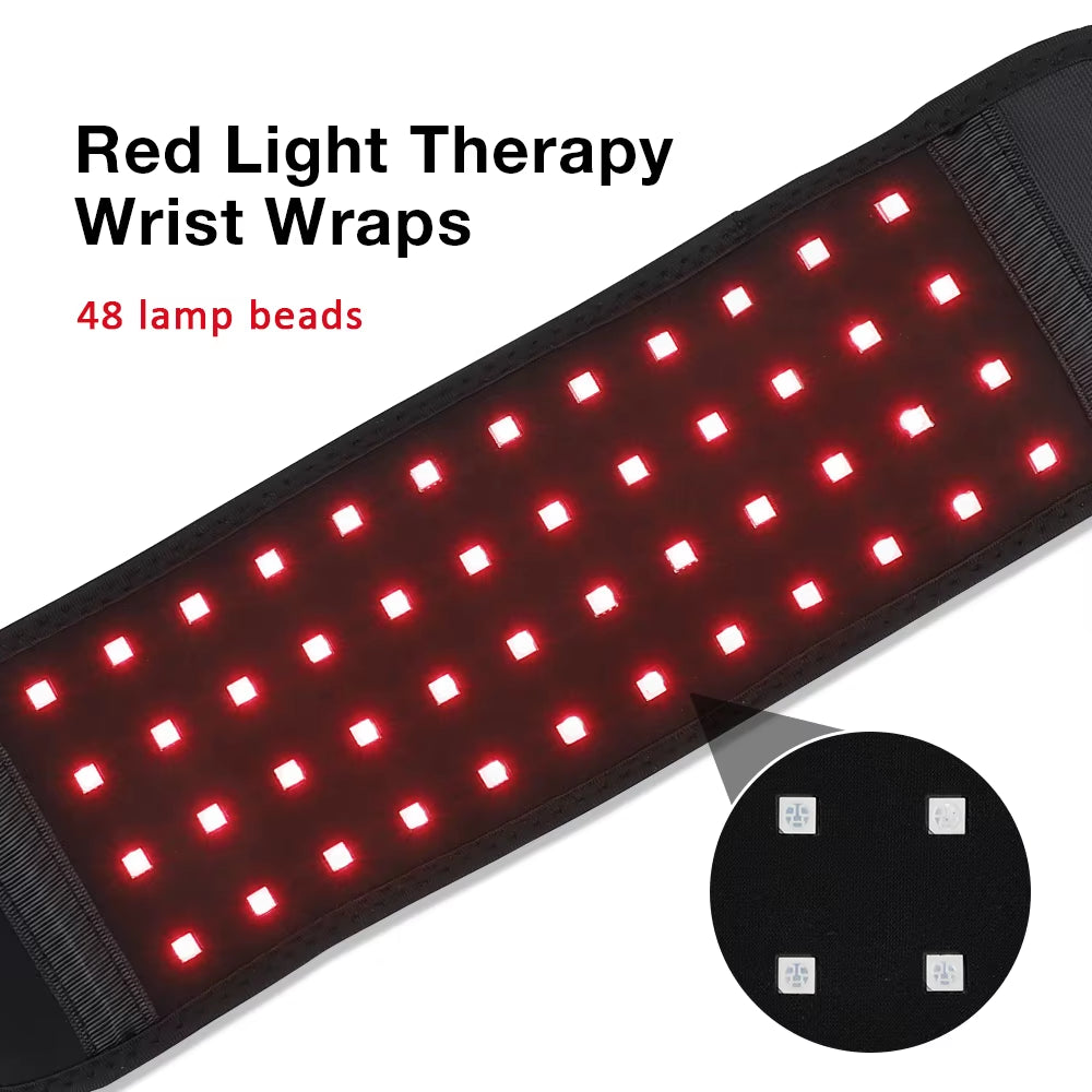 Red Light Therapy Sports Wrist Wraps 660Nm 850Nm 48 Lamp Beads Infrared Belt Support Brace Waist Heat Pad Hand Massager