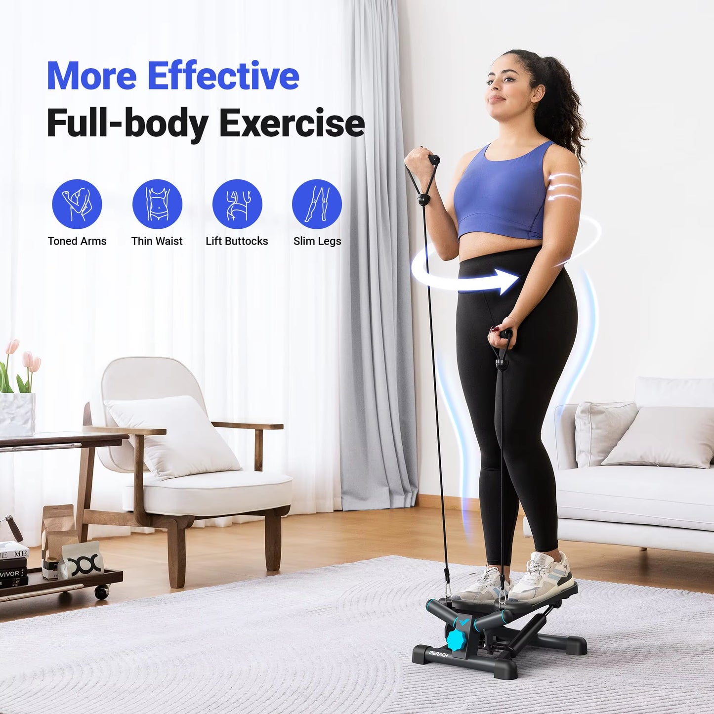 Mini Stepper for Exercise Twist Stair Stepper 330LBS Capacity Stepper Exercise Equipment with Resistance Band for Fitness