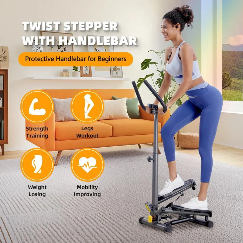 Ziwwvy Steppers for Exercises, Twisting Stepper for Butt Lifting with Resistance Bands and 330Lbs Weight for Home and Office Use with LCD Monitor and Dual Hydraulic Fitness System to Sharping Waist