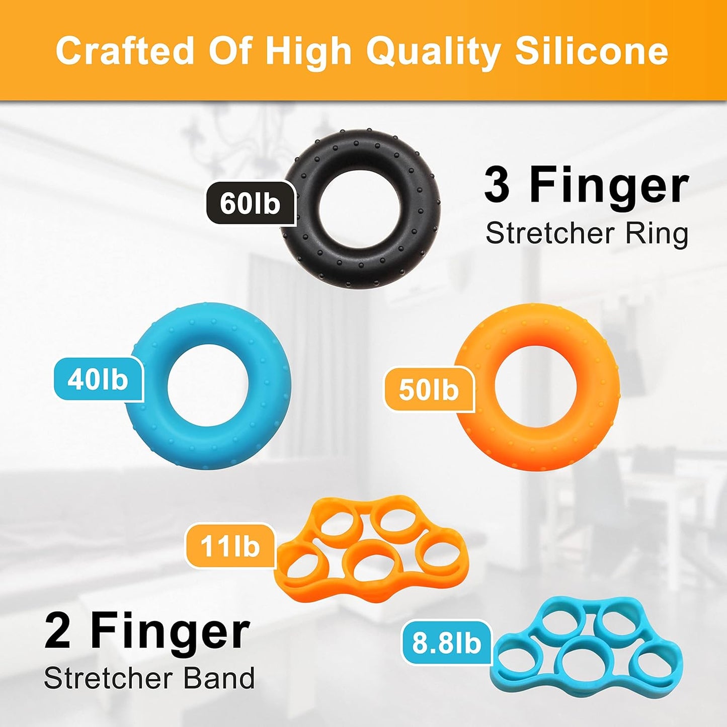 Hand Grip Strengthener (7 Pack) Forearm Grip Adjustable Resistance Hand Gripper with Wrist Strengthener, Finger Stretcher, Grip Ring Exerciser