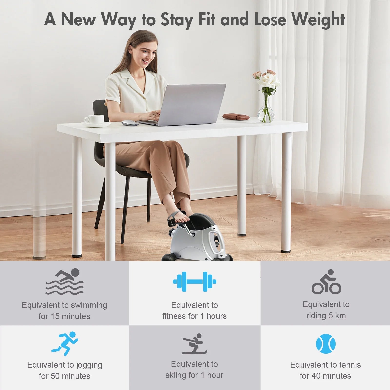 Under Desk Bike Pedal Exerciser, Mini Cycle Exercise Bike, Portable Leg Exerciser with Digital Display for Home