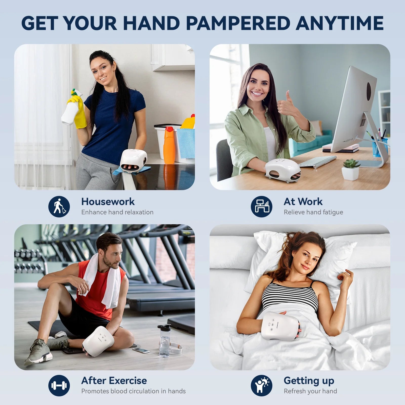 Cordless Hand Massager with Heat and Compression for Arthritis and Carpal Tunnel, White