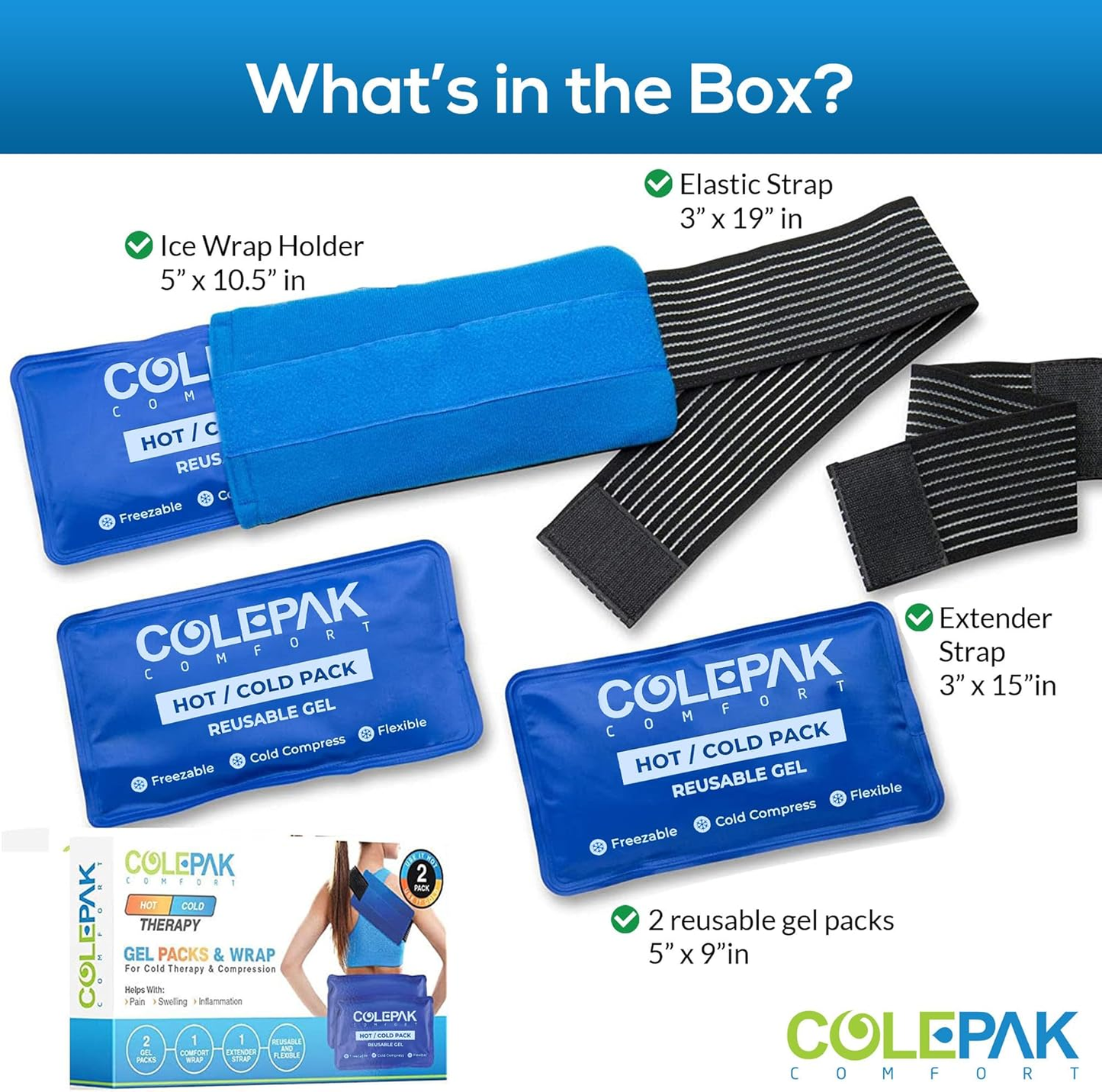 Hot & Cold Ice Packs for Injuries Reusable Gel (4 Pc Set) for Pain Relief, Joint Muscle Soreness Swelling for Knees Back Shoulder Foot