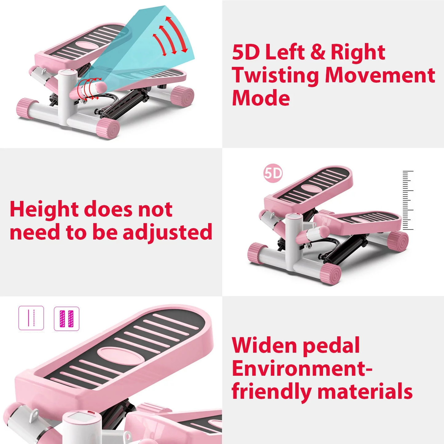 Portable Mini Stair Stepper Exercise Fitness Machine with Resistance Band