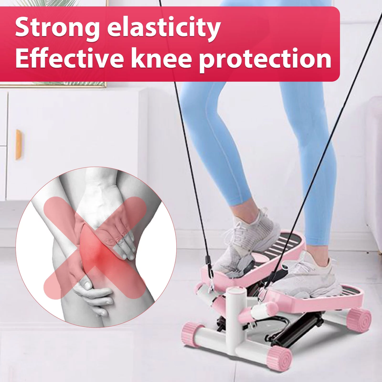Portable Mini Stair Stepper Exercise Fitness Machine with Resistance Band