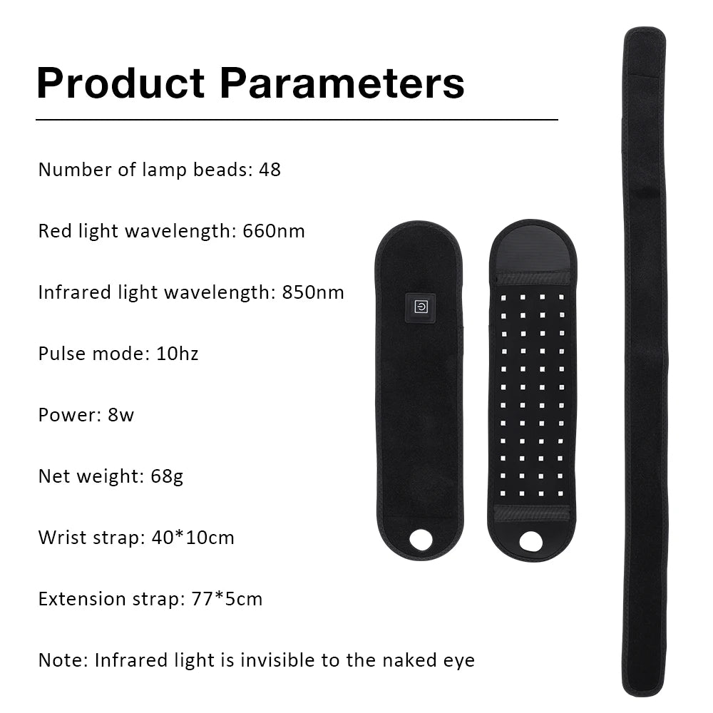 Red Light Therapy Sports Wrist Wraps 660Nm 850Nm 48 Lamp Beads Infrared Belt Support Brace Waist Heat Pad Hand Massager