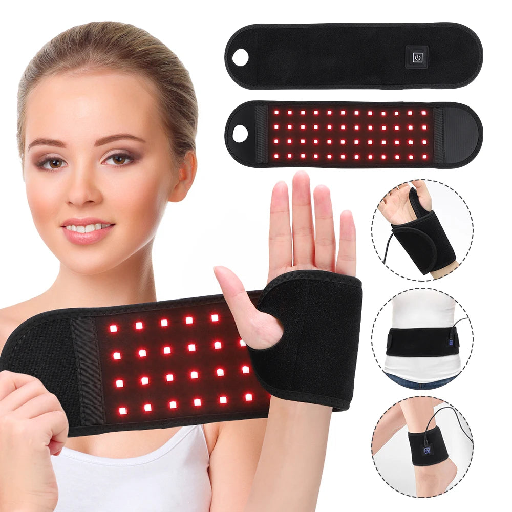 Red Light Therapy Sports Wrist Wraps 660Nm 850Nm 48 Lamp Beads Infrared Belt Support Brace Waist Heat Pad Hand Massager