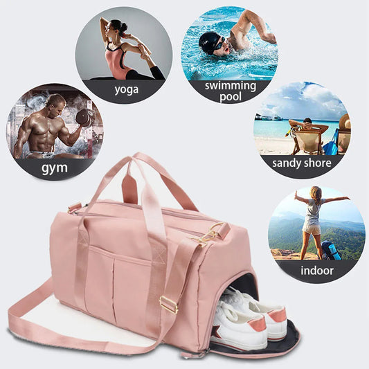 Men'S Gym Bag with Shoe Compartment and Wet Bag, Women'S Airplane Travel Duffel Bag, Sports Fitness Tote Bag for Swimming Yoga