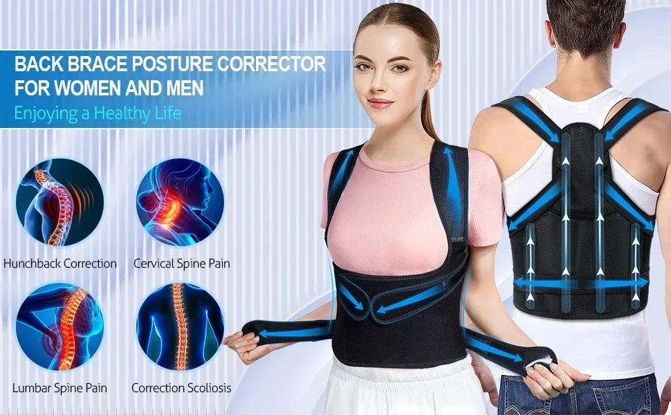 Posture Corrector Back Orthopedic Straps for Men and Women Fully Adjustable Spinal Brace