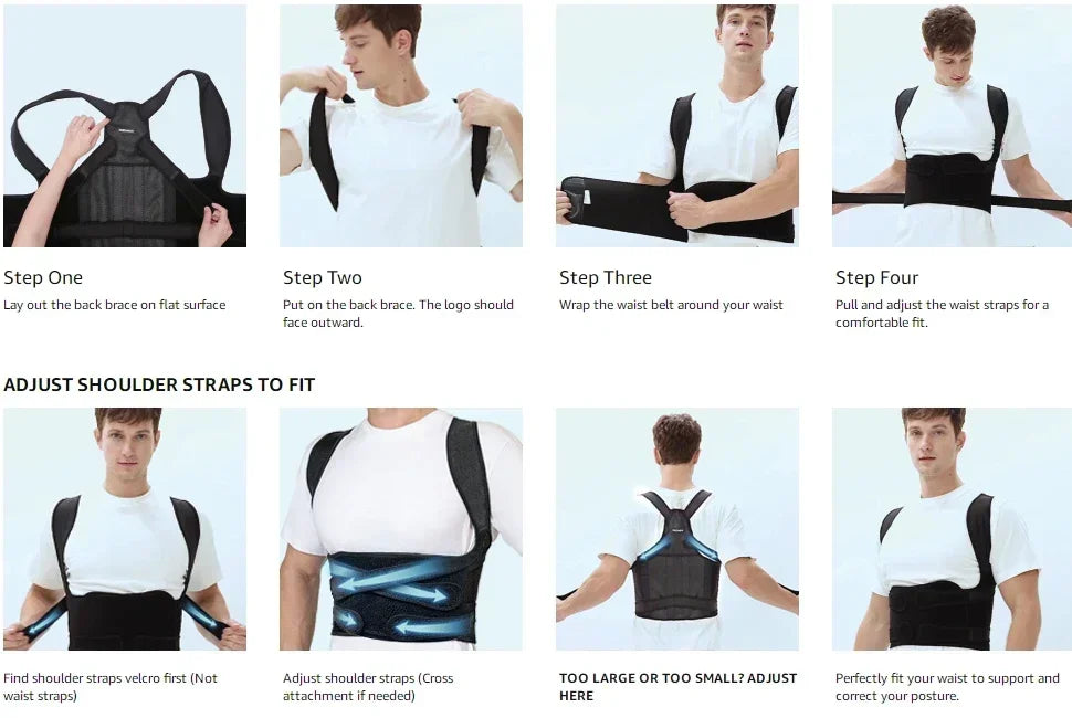Posture Corrector Back Orthopedic Straps for Men and Women Fully Adjustable Spinal Brace