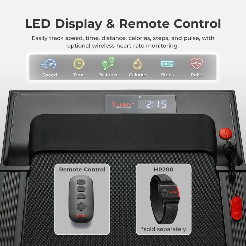Treadpad 100 Smart Walking Treadmill, Wifi Treadmills – Compact, Foldable, Portable, under Desk & Incline Options (Manual & Auto), Brushless Motor, & Bluetooth Sunnyfit App, LED Display, Shock Absorption